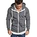 Produktbild Herren Pullover Männer Zipper Kängurutasche Hoodie | Einfarbig Shirt | Kordelzug Oberteile | Mit Kapuze Tops | Basic T-Shirt | Slim Fit Sweatshirt | Mode Elegante Langarmshirt Blusen Grau L