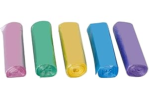 HVDHYY Sacchetti Spazzatura Piccoli Fodere per Contenitori 10L Sacchi Spazzatura in Plastica Contenitori Piccoli Senza Maniglie Sacchetti per Rifiuti Fodere Pattumiera /5 Rotoli Multicolore /100PZ