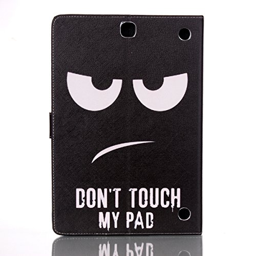 Galaxy Tab A 9.7 Hülle,Ukayfe Schwarz Augen Don’t Touch My Pad Painted Schutzhülle fur Galaxy Tab A 9.7 SM-T550 Ledertasche Lederhülle Smart Case Cover,[Bunt Muster Design] Kunstleder Tasche PU Leder Schutzhülle Brieftasche Etui Schale Hülle for Galaxy Tab A (9.7 Zoll) SM-T550 mit 1 x Schwarze Eingabestift - 3