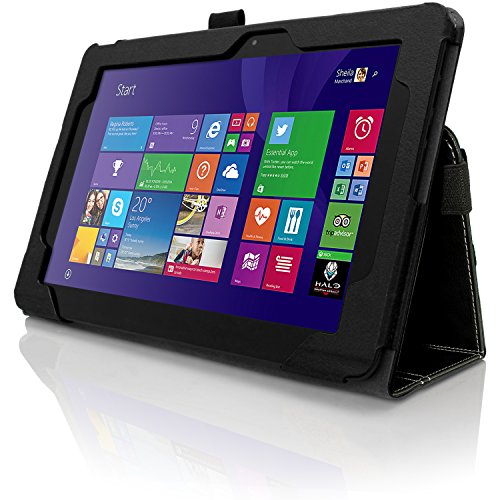 igadgitz Schwarz PU Ledertasche Hülle Folie Cover für Asus Transformer Book 10.1″ T100 CHI FG007B mit Multi Winkelbetrachtung Stand + Auto Sleep/Wake + Displayschutzfolie - 6