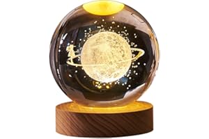 JAWSEU 3D Kristallkugel Nachtlicht, LED Sternenhimmel Dekoleuchte, Kristallkugel Modell Nachtlicht mit Ständer, Dekorationsgeschenke für Weihnachten, Erntedankfest, Geburtstag
