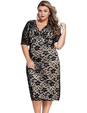 VKStar®Vintage Halbärmel Cocktailkleid Schicke fettleibige Damen Abendkleid Rockabilly besonders große Kleid