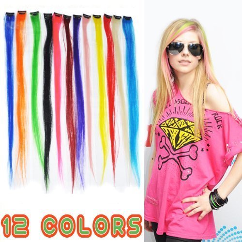 KingMas 12 Pcs 24" Colored Colorful Clip On In Hair Extension by KingMas