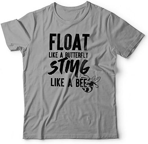 Muhammad Ali Float Like A Butterfly Sting Like A Bee T shirt Unisex Boxing Quote Tshirt Top Sizes Small Medium Large XL XXL Black White Heather Grey