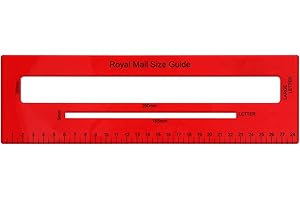 JAMTECH Letter Size Guide Ruler - Postal Size Small & Large Letter Template - Proportion Charge Guide with Ruler for Post Office Postage, 2 Size Measurement, Red