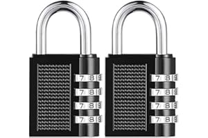 NC Cadenas à combinaison cadenas haute résistance cadenas à combinaison réinitialisable à 4 chiffres pour école, gymnase, cabinet à verrou, porte, paquet de 2 couleurs aléatoires