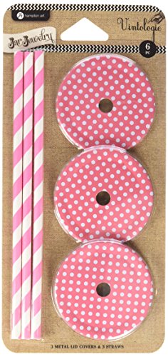 Hampton Art-Tappi e cannucce in Metallo, Colore: Rosa a Pois