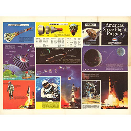 Space NASA America Flight Program 1969 Chart Extra Large XL Wall Art Poster Print Espace Amérique Vol Mur Impression d'affiches