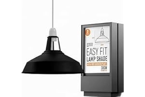 DC VOLTAGE Moderne Retro-Lampenschirme aus Metall, einfache Montage-Lampenschirme, für industrielle Hängeleuchten, Schlafzimmer, Küche, Badezimmer, antiker Lampenschirm (Schwarz Innen Schwarz)