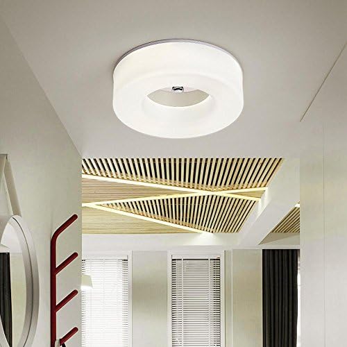Round 36W LED Ceiling Light/Ceiling Lamp Modern Simple White/Cream Acrylic Lampshade Cylindrical/Drum Lights Stainless Steel Base Ceiling Lighting for Bedroom Living Room,White Light,Ø48*H8cm