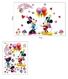 Topro Sumlake Wandtattoo, fürs Kinderzimmer, Motiv Micky und Minnie Maus mit Herzluftballonen, Komikstil - 4