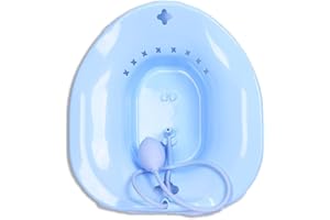 Sitz Bath for Toilet Hemorrhoids - MissZM, for Postpartum Pregnant-Women or Hemorrhoids, Non-Foldable Hangable Storage Large-Capacity Private Care Washing Anti-Overflow Toilet Seat(Blue with Flusher)