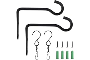 Morobor Metal Plant Hook, 2pcs 6inch Black Classical Hanging Plant Bracket Sturdy Metal Plant Hanger Shepherds Hook for Lanterns, Plants Indoor & Outdoor