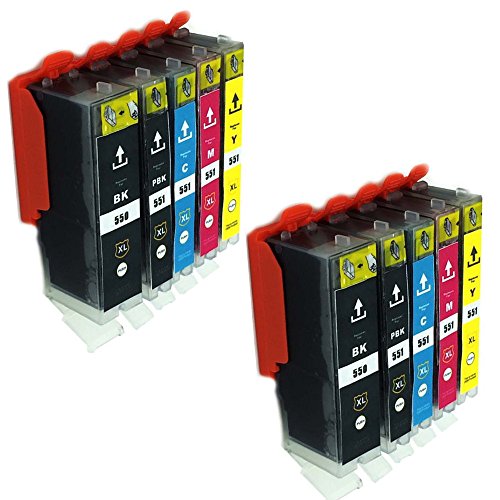 10 XL Sparset Tinten Patronen für Canon MX 725 925 , Canon Pixma MG 5450 5550 6350 6450 7150 , Canon Pixma ip 7250 , sie bekommen komp. Patronen 2 x Canon PGI-550BK XL , 2 x Canon CLI-551BK XL , 2 x Canon CLI-551C XL , 2 x Canon CLI-551M XL , 2 x Canon CLI-551Y XL