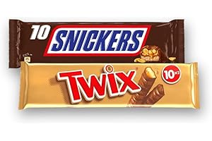 Snickers & Twix – Lot Mixte de 20 Barres Chocolat – 10 Snickers + 10 Twix – Format Maxi 1kg – Idéal Pause ou Partage