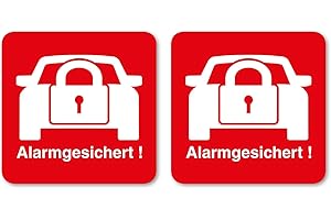 EASYDRUCK24DE iSecur set da 2 adesivi Allarme attivo I 30x30 mm I adesivo interno I rosso bianco I avviso sistema di allarme I adesivo sicurezza antifurto I per vetri di finestre casa auto, camion I hin068