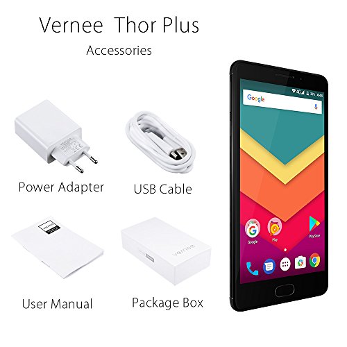 Telefono Cellulare in offerta,Vernee Thor Plus 4G Smartphone Sbloccato,Schermo AMOLED da 5.5 pollici,Octa Core 3GB+32GB Android 7.0 ,Dual Sim, Impronta Digitale,Batteria 6200mAh,Fotocamere 8MP+13MP(Nero)