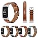 Produktbild Altsommer Armband Leder für Fitbit Charge 3 Armband,Fashion Business Leder Ersatz Armband mit Metallschnalle, Armband Metall Schnalle Sport Bügel für Damen Herren,193mm Bandlänge (Schwarz)