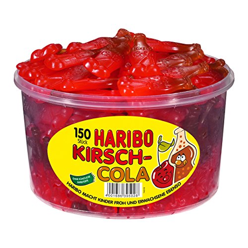 Haribo Kirsch Cola, Gummibärchen, Weingummi, Fruchtgummi, 150 Stück, 1350g Dose