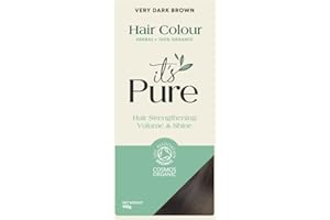 It's Pure Organic Henna Hair Dye Very Dark Brown | 100% Natural, Vegan, & Gluten Free | PPD Free Hair Dye, Ammonia Free, Resorcinol Free, & Peroxide Free | Volumising, Strengthening, & Revitalising |