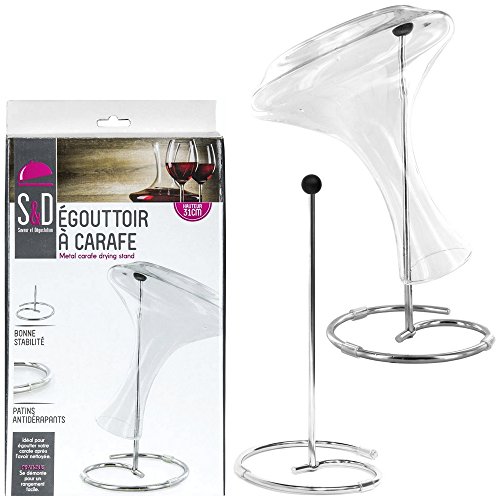Promobo - Sgocciolatoio per caraffa, supporto per asciugatura di decanter, bottiglie di vino, in acciaio inox