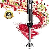 Sweet Alice Stabmixer 600W Stabil Edelstahl Pürierstab mit 2 Geschwindigkeitsstufen Inklusive Turbo-Funktion,BPA-frei,Abnehmbar für Spülmaschinenfeste