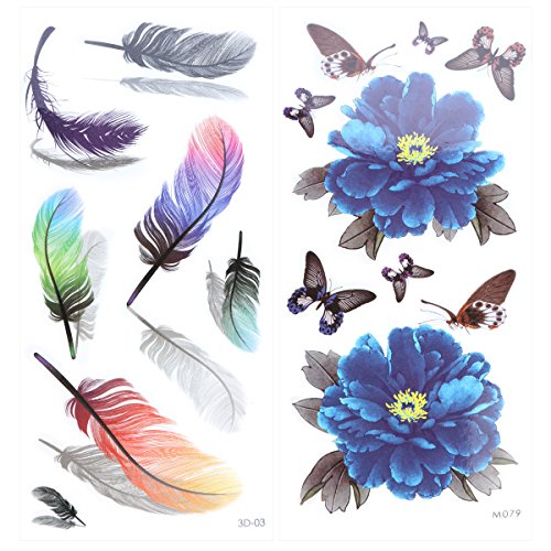 ROSENICE Temporäre Tattoo 8 Blätter Schmetterling Tattoo liefert lang anhaltende für Frauen - 2