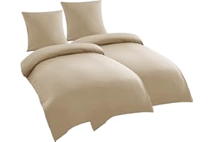 PHF 4teilig Bettwäsche 135x200, Bettbezüge 135x200 cm mit 2er Kissenbezüge 80x80 cm, Weich und Bügelfrei Bettwäsche 135x200cm aus Mikrofaser mit Reißverschluss,Khaki