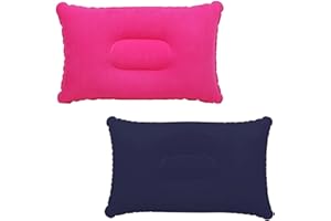 GMENTS 2PCS Ultralight Inflatable Camping Pillows for Valentine's Day Couple Blow Up Pillow Travel Compact Neck Cushion Ergonomic Air Pillow Neck Support for Outdoor Camping Bolster Sunbed Beach Blue Pink