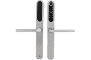 Alnemy Smartes Fingerabdruck Türschloss, Intelligentes Schloss mit Griff, Digitales Schloss, Smart Home Türgriff mit Fingerprint (Silber)