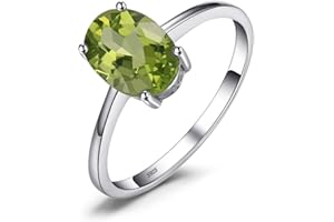 JewelryPalace Anelli Donna Argento 925, Naturale Ametista Topazio Granato Peridoto Citrino Birthstone Solitario Anello, Anniversario Anello Donna, Anello Solitario Argento 925, Gioielli Donna