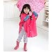 GudeHome Unisex Kid's Raincoat Girls Boys Hooded Waterproof Rain Poncho, 100-120cm Red