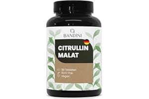‎BANDINI Bandini® L-CITRULLIN MALAT | 3000mg hochdosiertes Citrullin 2:1 (1000mg) | pflanzlich fermentiertes L-Citrulline Malate | Pre-Workout, Vegan, 3 Tabletten/Tag für 1 Monat | 90 Tabletten
