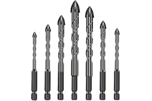 Bestgle 7 Pcs Juego de Brocas de Carburo de Tungsteno, Juego de Brocas Triangulares Brocas Giratorias de VáStago Hexagonal para Baldosas de Porcelana, Cerámica, Vidrio, Hormigón, Plástico, Ladrillo