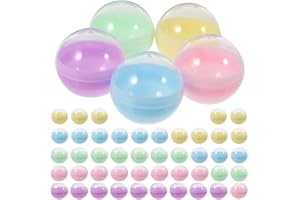Veemoon Fillable Capsule Balls, 50pcs Plastic Vending Machine Capsule Empty Small Round Balls Contanier Bulk Clear Gumball Vending Container for Festival Birthday Kids Party Favor Prize (6CM)