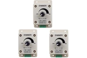 HiLetgo 3pcs DC12-24V 8Amp 0%-100% PWM Dimming Controller for LED Lights, Ribbon Lights,Tape Lights,Dimmer is compatible with Hilight, LEDwholesaler, fillite, and others' strips