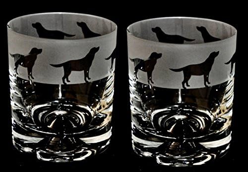 Labrador Retriever Frieze Whisky Tumblers (pair of glass whisky tumblers) Dog Gift