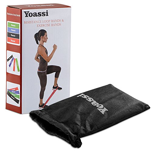 Yoassi Fitnessband 150 × 15 cm mit 4er-Set Widerstand-Bänder 30 × 5 cm in 4 Zugkraftstärken Trainingsbänder aus 100% Naturlatex - 7