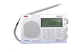TECSUN PL-660 Dual Conversion Portable Digital Radio FM Stereo/MW/SW/LW/SSB/Air Band Receiver Time Display Alarm Clock Good Choice for Navigation and Amateur Radio Enthusiasts (660EU-Silver)