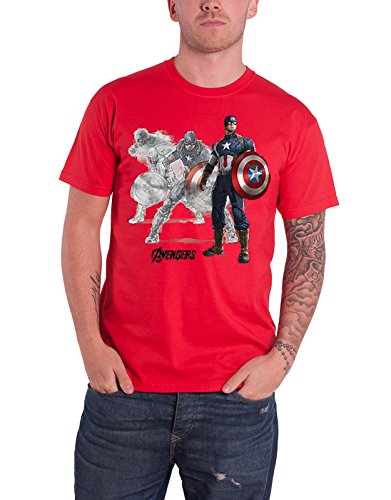 Captain America T Shirt Drawing Avengers Age of Ultron Official Mens Red S