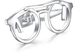 HONEY BEAR 4.8cm Herren Krawattennadel Krawattenklammer Silber Brille aus Edelstahl,MEHRWEG