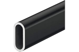 Armadio guardaroba GEDOTEC OVA | Appendiabiti in alluminio nero opaco | Tubo per armadio 1000 mm | Barra della lavanderia 30 x 14 mm | tubo per mobili per montaggio a parete e soffitto - 1 pezzo