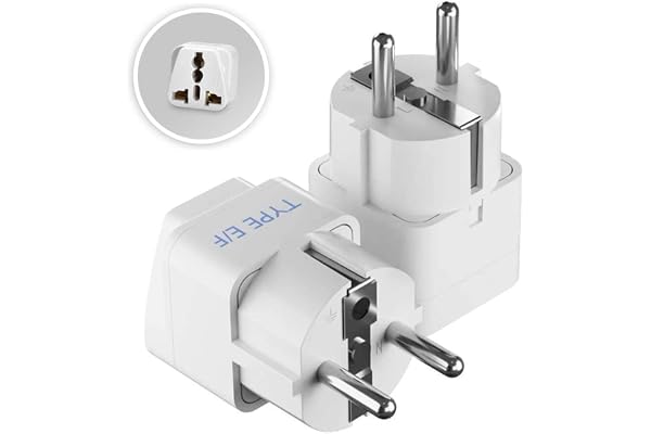 Ceptics European Plug Adapter, India to Europe Adapter (Schuko) - Type E/F Travel Adapter Europe - CE Certified - RoHS Compli