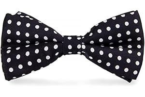 BB Accessories Satin Bow Tie - Dots White on Black