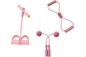 XUEQI New women's sports and fitness three piece set, foot pedal puller, 8-shaped puller, cordless skipping rope, outdoor and indoor fitness exercise