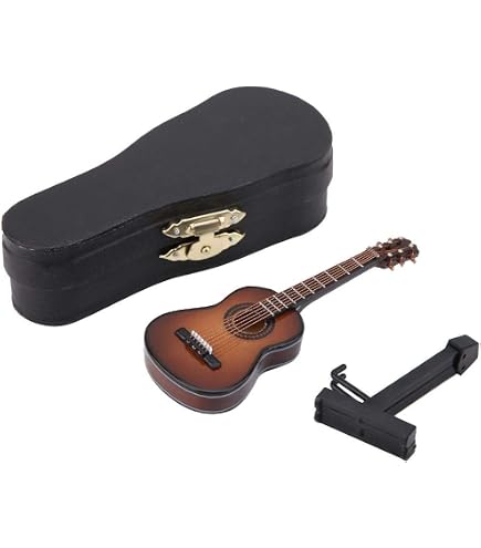 Miniature De Guitare En Bois Axman – Modèle Décoratif 10 Cm Avec Support Et Coffret – Ornement Artisanal Pour Bureau, Décoration De Gâteau Ou Cadeau Musicien