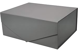 LiyuanQ Gift Box, Gift Boxes with Lids for Presents, 22.8 * 16.5 * 9.3 cm Magnetic Thick Fold Gift Cardboard Box for Jewellery, Cake, Documents, Birthday, Party, Wedding Boxes Present Gifts(Gray)