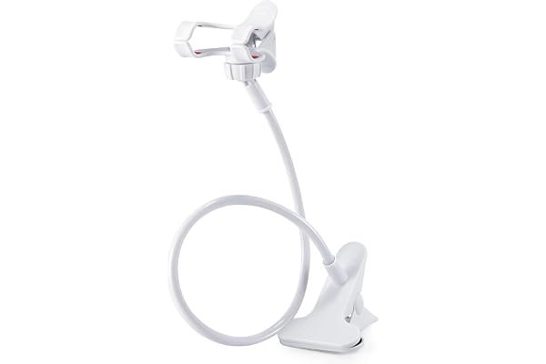 Sounce Flexible and Foldable Mobile Tabletop Stand with 360° Adjustable Rotation, Sturdy Metal Built Phone Holder for Video Calls, Home Office, Bedroom Use, Compatible with All Smartphones White