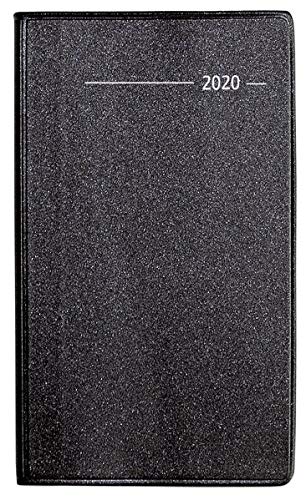 Taschenplaner Metallic schwarz 2020 - Bürokalender - Taschenplaner (9,5 x 16) - 32 Seiten - mit Registerschnitt - separates Adressheft - Terminplaner