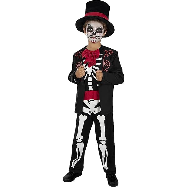 Costume Bébé Squelette Mexicain Jour Des Morts - Poncho Noir Avec Crânes Et Fleurs, 6-24 Mois